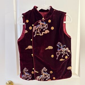 Boys 160 Padded Velvet Mandarin Vest Year of the Horse